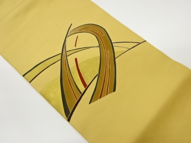 塩瀬金彩抽象模様名古屋帯